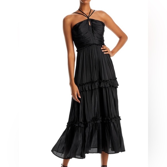 Aqua Dresses & Skirts - Black AQUA Halter Satin Dress - Size XL